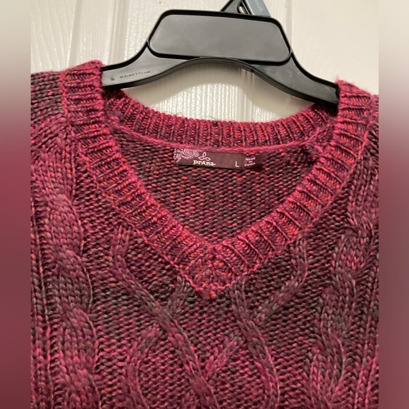 Prana Leisel Plum Gradient Striped Pink Cable Knit Long Sleeve Sweater - Picture 5 of 10